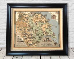 Vintage Yorkshire Railways Map Print 1949 Estra Clark Pictorial Art - Exceptional Quality 230Gsm Unframed Framed Free Standard Delivery - thumbnail 1