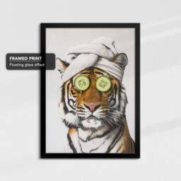 Tiger Beauty Care Towel Bath Tub Framed Poster Print & Canvas Wall Decor Art Painting Bedroom Home Bathroom Funny Animal Lover Gift - thumbnail 2