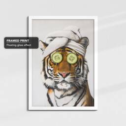 Tiger Beauty Care Towel Bath Tub Framed Poster Print & Canvas Wall Decor Art Painting Bedroom Home Bathroom Funny Animal Lover Gift - thumbnail 3