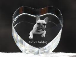 French Bulldog, Crystal Heart With Dog, Souvenir, Decoration, Limited Edition, Collection - thumbnail 1