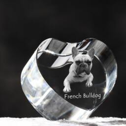 French Bulldog, Crystal Heart With Dog, Souvenir, Decoration, Limited Edition, Collection - thumbnail 3