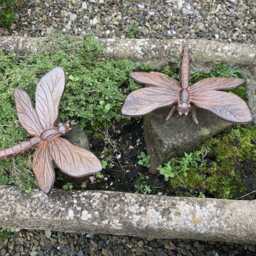 Pair Of Cast Iron Dragonfly Pond Garden Ornaments - thumbnail 4