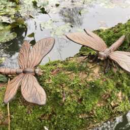 Pair Of Cast Iron Dragonfly Pond Garden Ornaments - thumbnail 2