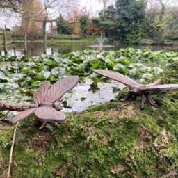Pair Of Cast Iron Dragonfly Pond Garden Ornaments - thumbnail 3