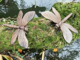 Pair Of Cast Iron Dragonfly Pond Garden Ornaments