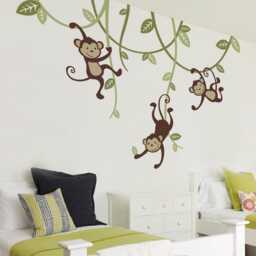 Monkey Wall Decal Swinging Monkeys, Vines, Nursery Decor - thumbnail 1