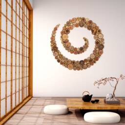 Spiral Wall Art Sculpture Made With Wood Slices, Organic Decor, Natural Handcrafted Design - thumbnail 3
