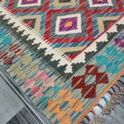 Kilim Rug Multicolour, Handmade Artisan Afghan Turkish Scandinavian Navajo Bohemian Flatweave Natural Wool 113x82 cm - thumbnail 3
