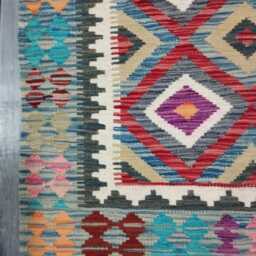 Kilim Rug Multicolour, Handmade Artisan Afghan Turkish Scandinavian Navajo Bohemian Flatweave Natural Wool 113x82 cm - thumbnail 2
