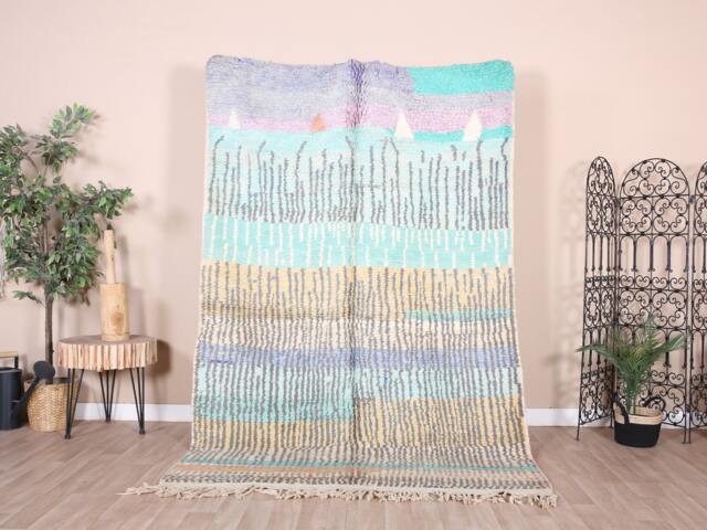 Authentic Boujaad Rug, Green Moroccan Rug 5x8 Ft - image 1
