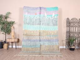 Authentic Boujaad Rug, Green Moroccan Rug 5x8 Ft - thumbnail 1