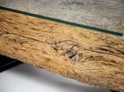 Handmade Rustic Oak Coffee Table Reclaimed Wood, Steel Legs - thumbnail 3