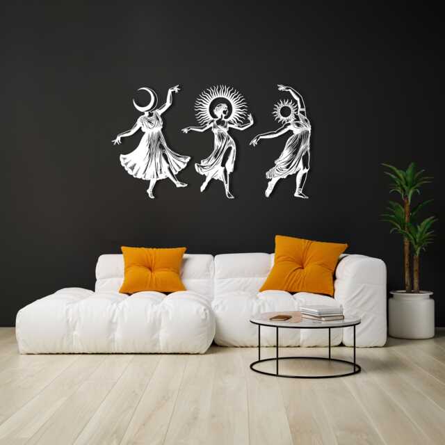 Triple Goddess Metal Wall Art Black Steel Celestial Decor, Witchy Silhouette - image 1