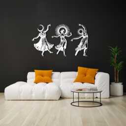 Triple Goddess Metal Wall Art Black Steel Celestial Decor, Witchy Silhouette - thumbnail 1