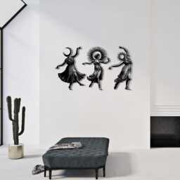 Triple Goddess Metal Wall Art Black Steel Celestial Decor, Witchy Silhouette - thumbnail 3