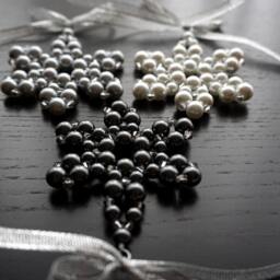 Modern Christmas Tree Ornaments Set Of 3 Pearl Beaded Snowflakes Crystal Star Stocking Stuffer Folk Christmas Decor - thumbnail 2