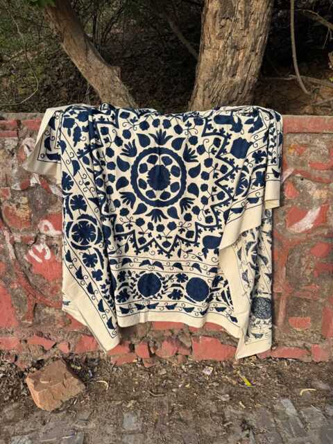 Handmade Suzani Quilt - Traditional Uzbek Embroidery, Boho Chic Bedding - image 1