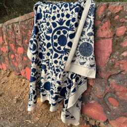 Handmade Suzani Quilt - Traditional Uzbek Embroidery, Boho Chic Bedding - thumbnail 4