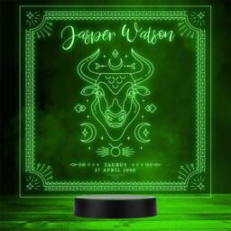 Zodiac Sign Taurus Date Of Birth Personalised Gift Colour Change Led Night Light - thumbnail 1