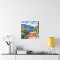Lake Como Tennis Court Watercolor Art Print - thumbnail 2