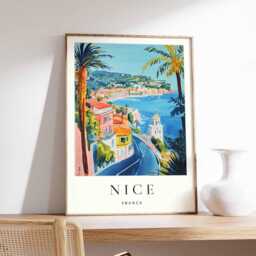 Nice France City Map Poster French Riviera Travel Art - thumbnail 1