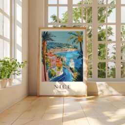 Nice France City Map Poster French Riviera Travel Art - thumbnail 2