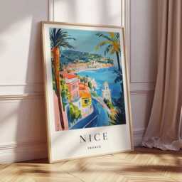 Nice France City Map Poster French Riviera Travel Art - thumbnail 3