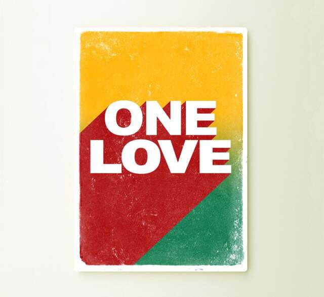 Metal Sign One Love - Art Typograhy Inspirational Quote Wall Fine Prints, Tin