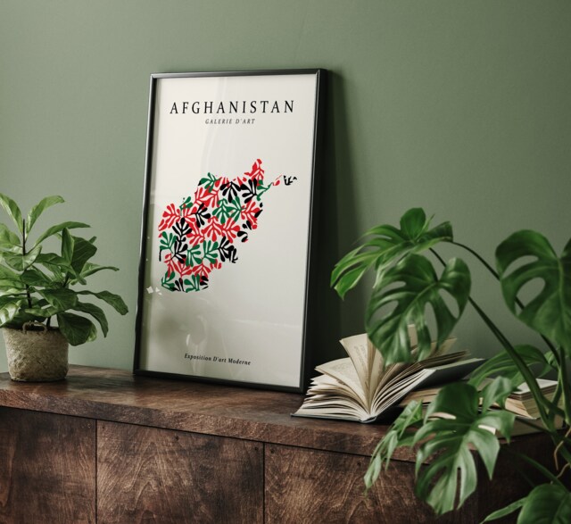 Afghanistan Map Henri Matisse Inspired Wall Art Print - image 1