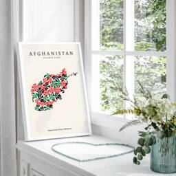 Afghanistan Map Henri Matisse Inspired Wall Art Print - thumbnail 2