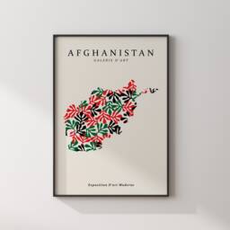 Afghanistan Map Henri Matisse Inspired Wall Art Print - thumbnail 3