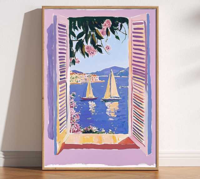 Open Window Henri Matisse Print, Style Fauvism Painting, Modern Exhibition, Pastel Colours, French Riviera, Boats in Harbour - image 1