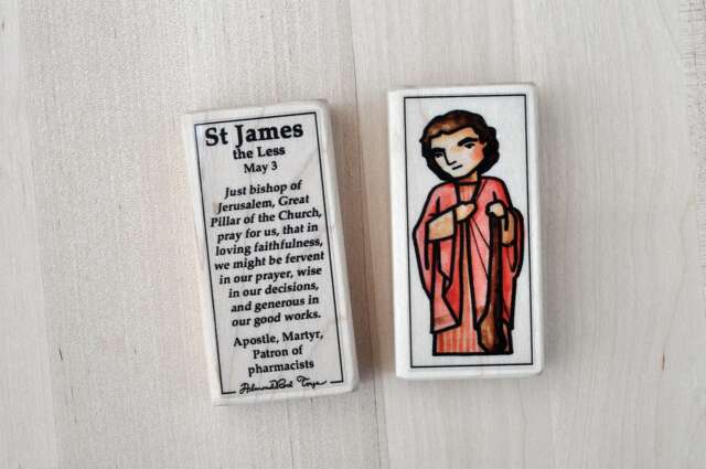 st James The Less Patron Saint Block With Gift Bag // Patron Of Pharmacists Catholic Toys By Almondrod - image 1