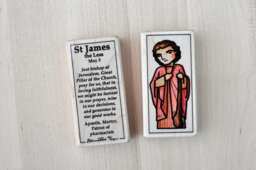 st James The Less Patron Saint Block With Gift Bag // Patron Of Pharmacists Catholic Toys By Almondrod
