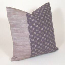 Japanese Kasuri Pillow Cover Burgundy Ikat Geometric Accent - thumbnail 2