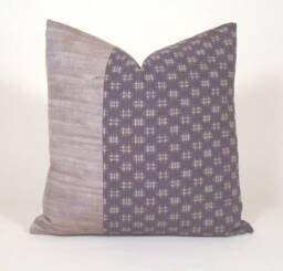 Japanese Kasuri Pillow Cover Burgundy Ikat Geometric Accent - thumbnail 1