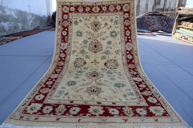 3x5 Afghan Beige Natural Dyes Oushak Handmade Wool Rug Turkish Design Tribal Area Rug, Oriental Turkmen Bedroom Kitchen Office - image 1