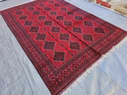 Red Navy Geometric Bukhara Design Handmade Area 6x10 Ft Rug - Living Room Carpet - thumbnail 1