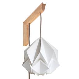 Origami Wall Lighting Fixture - Wooden Bracket With Paper Pendant Light - thumbnail 2