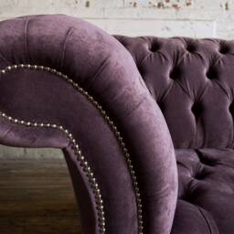 British Handmade Aubergine Velvet 2 Seater Chesterfield Sofa - thumbnail 2