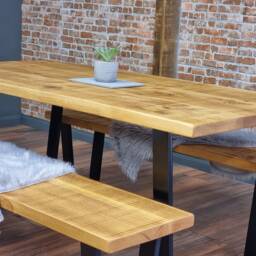 Calia Style Industrial Rustic Dining Table - V-Frame Legs-Table - Trapezium Legs-Bench Cotswold - thumbnail 4