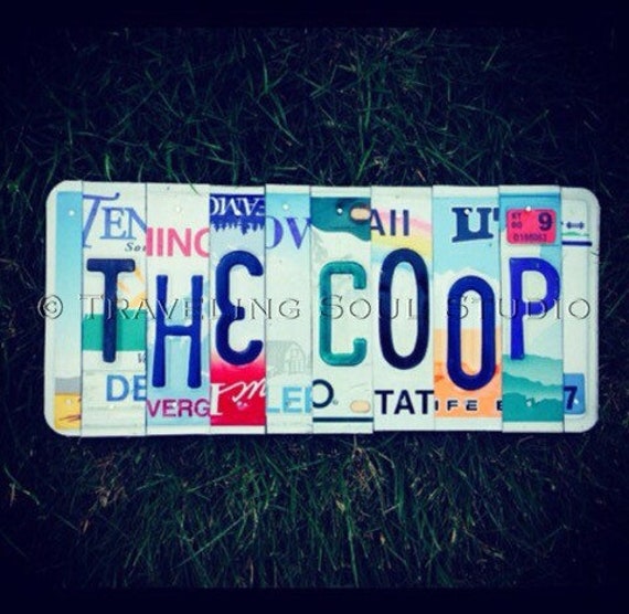 Recycled License Plate Chicken Coop Sign, The Coop, Decor, Farm Style, Art, Barn Wall Hanging - image 1
