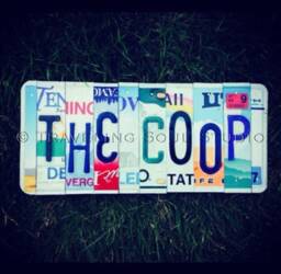Recycled License Plate Chicken Coop Sign, The Coop, Decor, Farm Style, Art, Barn Wall Hanging - thumbnail 1