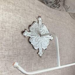 Shabby Chic Double Toilet Roll Holder - Cream Metal French Farmhouse Vintage Style - thumbnail 4