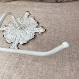 Shabby Chic Double Toilet Roll Holder - Cream Metal French Farmhouse Vintage Style - thumbnail 3
