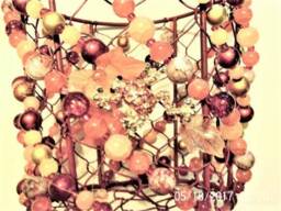Beaded Wire Basket With Glittering Frog Suncatcher, Adjustable Plant Hanger - thumbnail 3