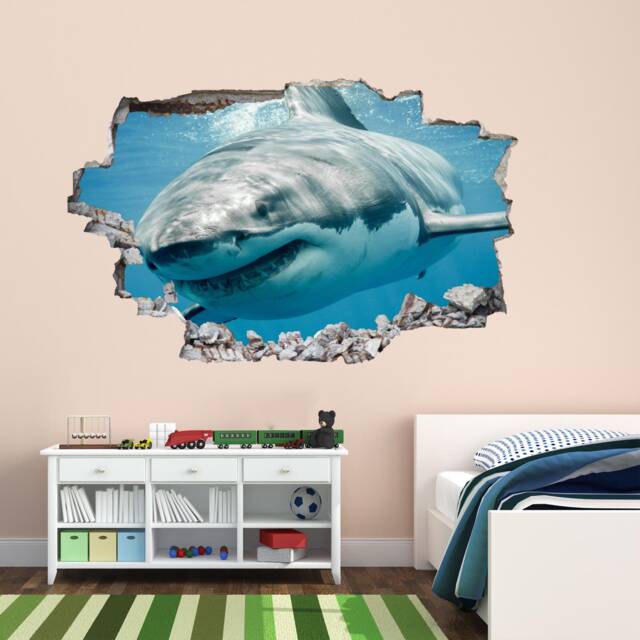 Great White Shark Wall Sticker Mural Decal Poster Print Art Home Office Decor Animal Ocean Fish Bs2