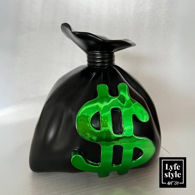Money Bag - Sculpture Pop Art Statue Alec Monopoly Inspired Chrome Scrooge Mcduck Bear - image 1