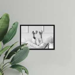 Vintage Woman Drinking Coffee in Bed Print, Luxury Fashion, Fine Art Photography Wall Art, Museum Quality, Classic Black & White Poster - thumbnail 3