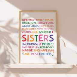 Sister Wall Art, Colourful Rainbow Prints, Sisters Make The Best Friends, Shared Bedroom, Print, Girls Bedroom Decor, Playroom - thumbnail 2